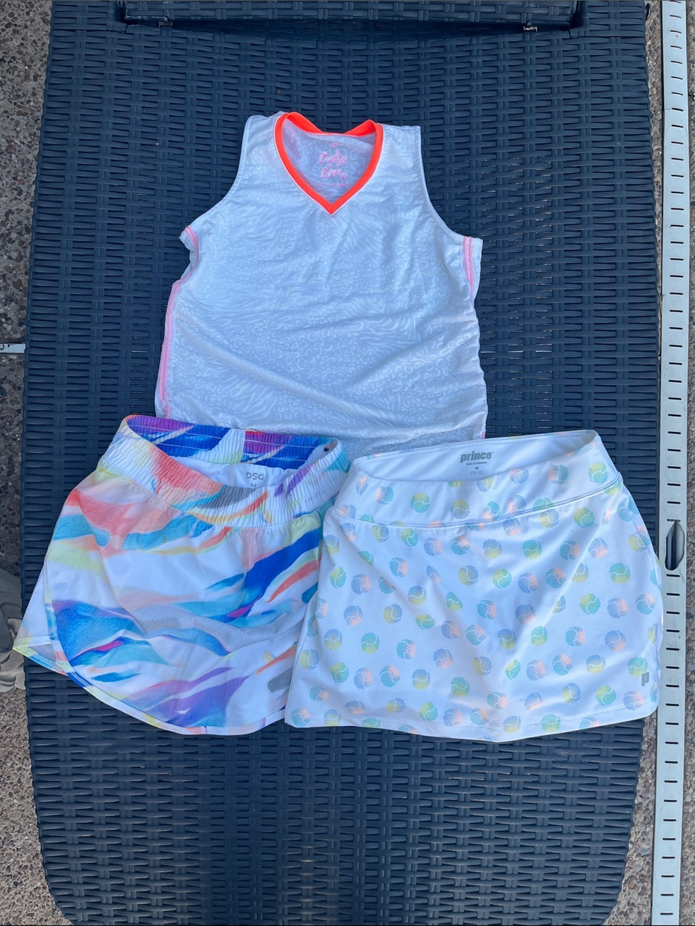 Prince White Skort with Pastel Tennis Ball Print and Neon-Trim Top size L